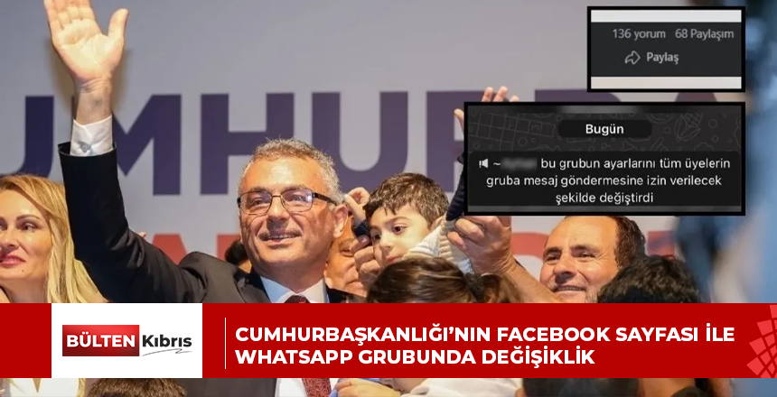 Cumhurbaşkanlığı’nın Facebook sayfası ile WhatsApp grubunda değişiklik
