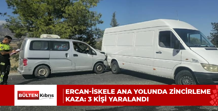 Ercan-İskele ana yolunda zincirleme kaza: 3 kişi yaralandı