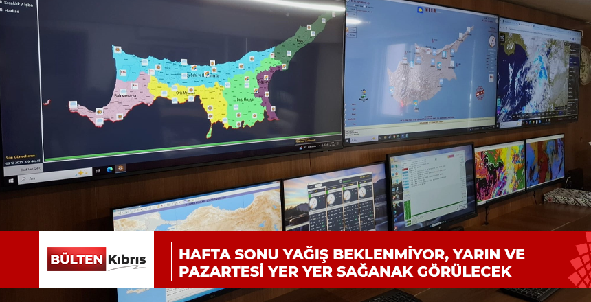 Hafta sonu yağış beklenmiyor, yarın ve pazartesi yer yer sağanak görülecek