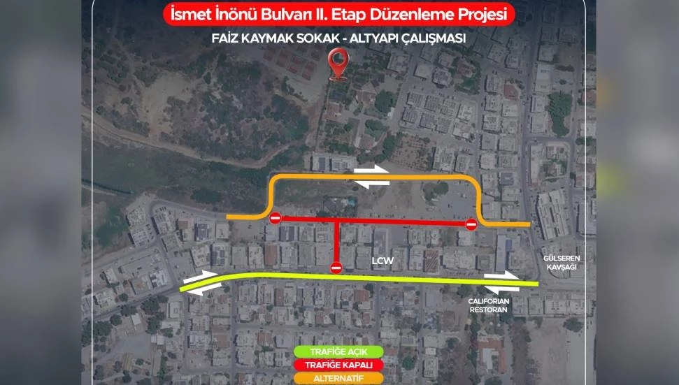 İSMET İNÖNÜ BULVARI’NDA TRAFİK DÜZENLEMESİ: BAZI YOLLAR 3 GÜN ARAÇ TRAFİĞİNE KAPATILACAK