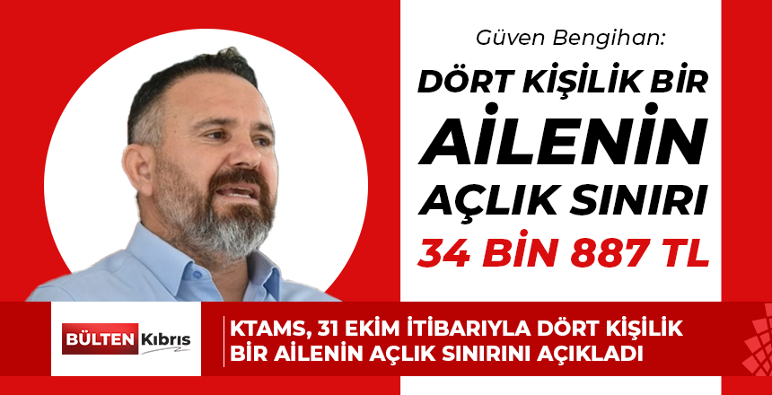 KTAMS: “31 Ekim itibarıyla dört kişilik ailenin açlık sınırı 34 bin 887 TL”